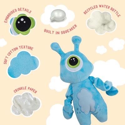 Show full view: Snugarooz Luna the Alien -Squeaky Dog Plush Toy, Blue slide 5 of 6