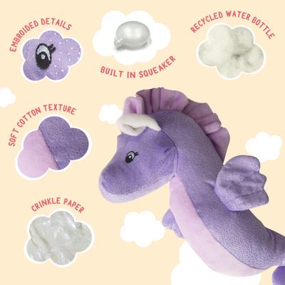Show full view: Snugarooz Shelly the Sea Horse Squeaky Dog Plush Toy, Purple slide 3 of 4