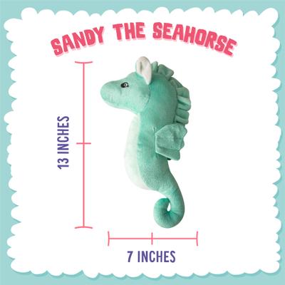 Show full view: Snugarooz Sandy the Sea Horse Squeaky Dog Plush Toy, Teal slide 2 of 5