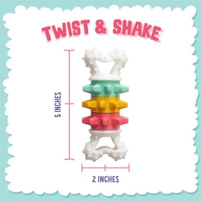 Show full view: Snugarooz Twist & Shake Nylon Bone Dog Toy, Multi slide 4 of 5