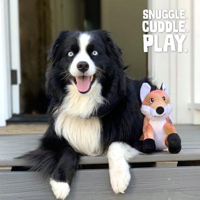 Show full view: Snugarooz Fitz the Fox Squeaky Dog Plush Toy, Brown slide 4 of 5