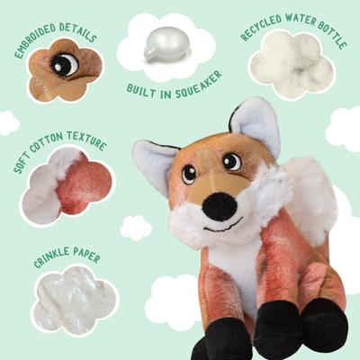 Show full view: Snugarooz Fitz the Fox Squeaky Dog Plush Toy, Brown slide 3 of 5