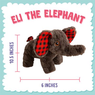 Show full view: Snugarooz Eli the Elephant Squeaky Dog Plush Toy, Brown slide 2 of 4