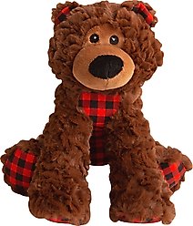 Snugarooz Benny the Bear Squeaky Dog Plush Toy, Brown