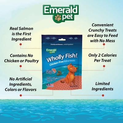 Show full view: Emerald Pet Wholly Fish! Salmon Recipe Cat Treats, 3-oz bag slide 4 of 9