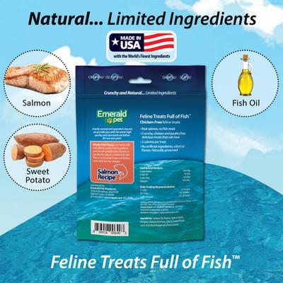 Show full view: Emerald Pet Wholly Fish! Salmon Recipe Cat Treats, 3-oz bag slide 5 of 9