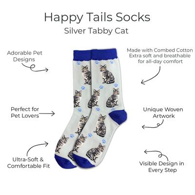 Show full view: E&S PETS Silver Tabby Cat Full Body Socks, Light Blue, one size slide 2 of 4