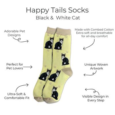 Show full view: E&S PETS Black & White Cat Full Body Socks, Yellow, one size slide 2 of 4