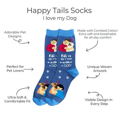 Show full view: E&S PETS Valentine's Day I Love My Dog Full Body Socks, Blue, one size slide 2 of 4