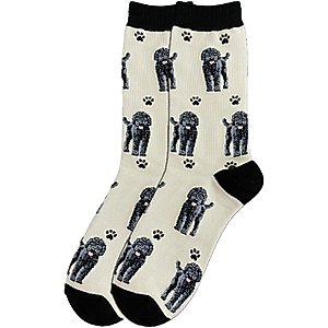 E&S PETS Black Labradoodle Full Body Socks, Grey, one size