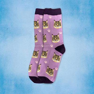 Show full view: E&S PETS Maine Coon Sock Daddy, Purple, one size slide 3 of 4