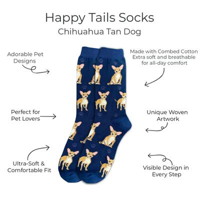 Show full view: E&S PETS Tan Chihuahua Full Body Socks, Blue, one size slide 2 of 4
