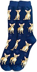 E&S PETS Tan Chihuahua Full Body Socks, Blue, one size