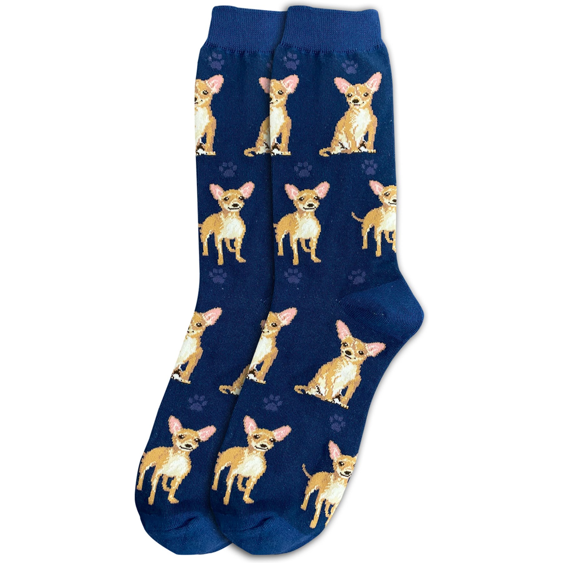 E&S PETS Tan Chihuahua Full Body Socks, Blue, one size