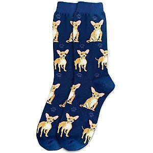 E&S PETS Tan Chihuahua Full Body Socks, Blue, one size