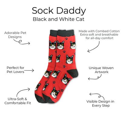 Show full view: E&S PETS Black & White Cat Sock Daddy, Red, one size slide 2 of 4
