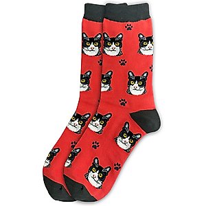 E&S PETS Black & White Cat Sock Daddy, Red, one size