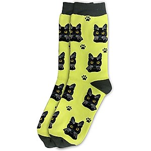 E&S PETS Black Cat Sock Daddy, Green, one size