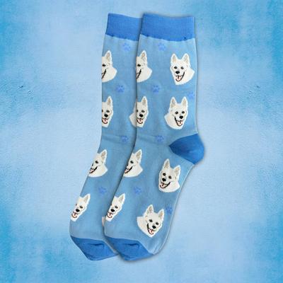 Show full view: E&S PETS White German Shepherd Sock Daddy, Light Blue, one size slide 3 of 4