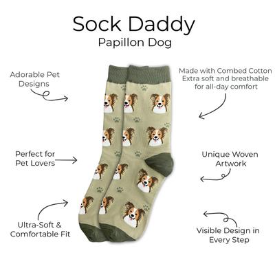 Show full view: E&S PETS Papillon Sock Daddy, Green, one size slide 2 of 4
