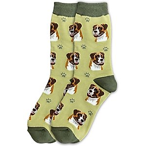 E&S PETS Uncropped Boxer Sock Daddy, Green, one size