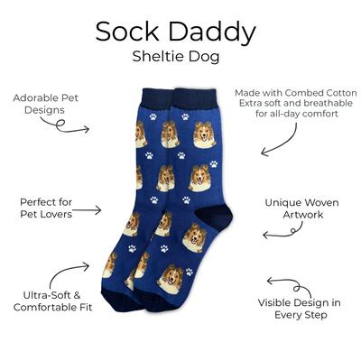 Show full view: E&S PETS Sheltie Sock Daddy, Blue, one size slide 2 of 4