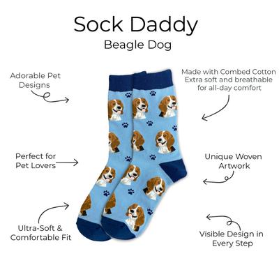Show full view: E&S PETS Beagle Sock Daddy, Light Blue, one size slide 2 of 4