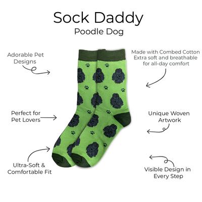 Show full view: E&S PETS Black Poodle Sock Daddy, Green, one size slide 2 of 3