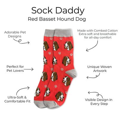 Show full view: E&S PETS Basset Hound Sock Daddy, Coral, one size slide 2 of 4