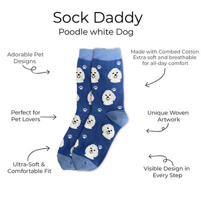 Show full view: E&S PETS White Poodle Sock Daddy, Light Blue, one size slide 2 of 4