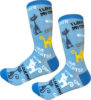 Show full view: E&S PETS Valentine's Day I Love My Cat Sock Daddy, Light Blue, one size slide 4 of 4