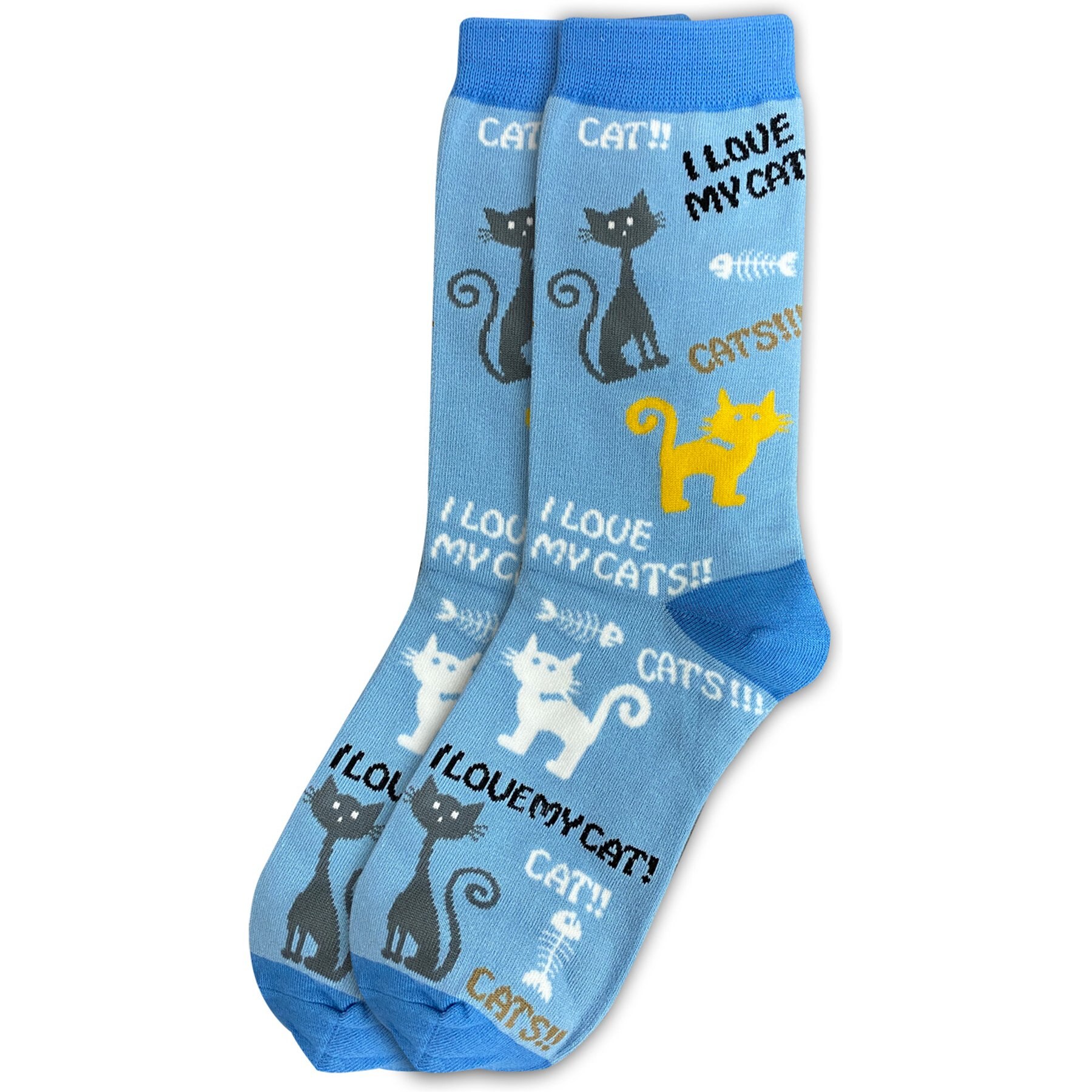 E&S PETS Valentine's Day I Love My Cat Sock Daddy, Light Blue, one size