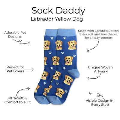 Show full view: E&S PETS Yellow Labrador Sock Daddy, Blue, one size slide 2 of 4