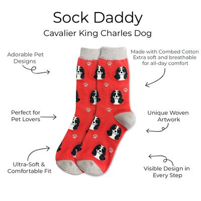 Show full view: E&S PETS Cavalier King Charles Tri ColorSock Daddy, Red, one size slide 2 of 4