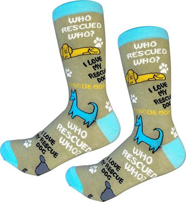 Show full view: E&S PETS Who Rescued Who? Sock Daddy, Green, one size slide 4 of 4