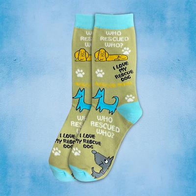 Show full view: E&S PETS Who Rescued Who? Sock Daddy, Green, one size slide 3 of 4