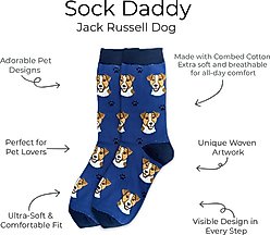 E&S PETS Jack Russell Sock Daddy, Blue, one size slide 2 of 4