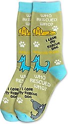 E&S PETS Who Rescued Who? Sock Daddy, Green, one size