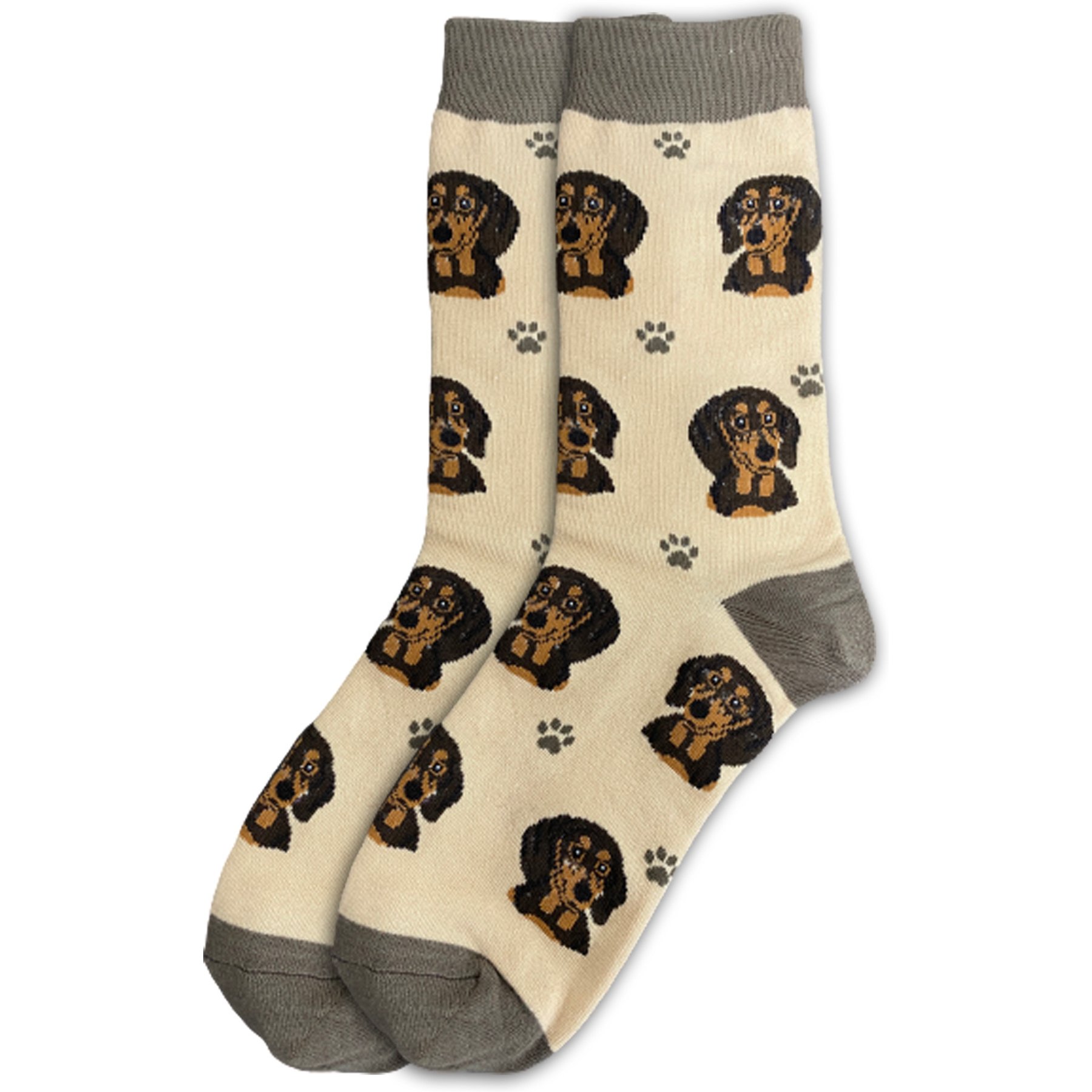 E&S PETS Black Dachshund Sock Daddy, Cream, one size