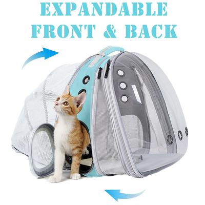 Show full view: Halinfer Hard-Sided Space Capsule Astronaut Clear Bubble Window Airline-Approved Cat Backpack Carrier with Front & Back Dual Extension, 16.5 x 15 x 13-in, Green slide 3 of 7