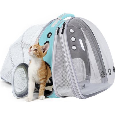 Halinfer Halinfer Hard-Sided Space Capsule Astronaut Clear Bubble Window Airline-Approved Cat Backpack Carrier with Front & Back Dual Extension, 16.5 x 15 x 13-in, Green