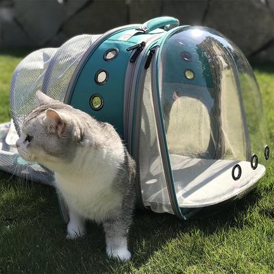 Show full view: Halinfer Hard-Sided Space Capsule Astronaut Clear Bubble Window Airline-Approved Cat Backpack Carrier with Front & Back Dual Extension, 16.5 x 15 x 13-in, Green slide 6 of 7