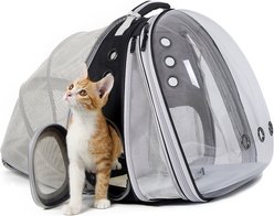 Halinfer Hard-Sided Space Capsule Astronaut Clear Bubble Window Airline-Approved Cat Backpack Carrier with Front & Back Dual Extension, 16.5 x 15 x 13-in, Black