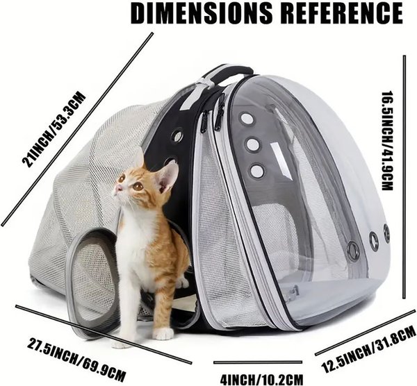 Halinfer Hard-Sided Space Capsule Astronaut Clear Bubble Window Airline-Approved Cat Backpack Carrier with Front Extension, 16.5 x 15 x 13-in