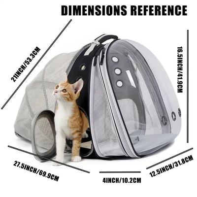Show full view: Halinfer Hard-Sided Space Capsule Astronaut Clear Bubble Window Airline-Approved Cat Backpack Carrier with Front & Back Dual Extension, 16.5 x 15 x 13-in, Black slide 2 of 7