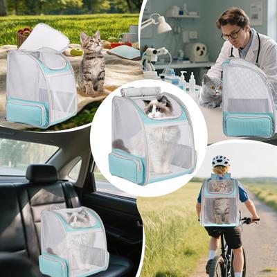 Show full view: Halinfer Soft-Sided Airline-Approved Breathable Small Dog & Cat Carrier Backpack, 16.5 x 12.5 x 11.5-in, Green slide 6 of 7