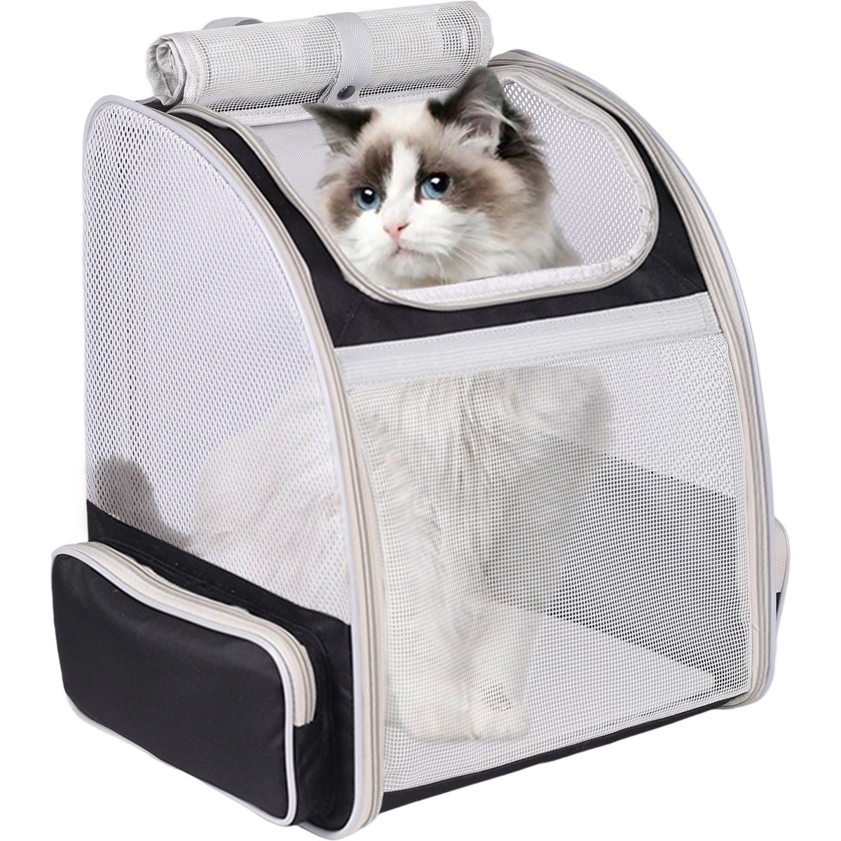 Halinfer Soft-Sided Airline-Approved Breathable Small Dog & Cat Carrier Backpack, 16.5 x 12.5 x 11.5-in, Black
