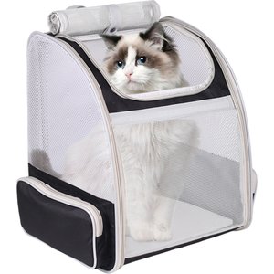 Halinfer Soft-Sided Airline-Approved Breathable Small Dog & Cat Carrier Backpack, 16.5 x 12.5 x 11.5-in, Black