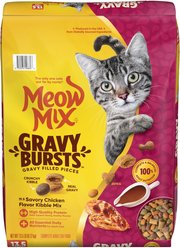 Meow Mix Gravy Bursts Savory Chicken Flavor Mix with Gravy Filled Pieces Dry Cat Food, 13.5-lb bag