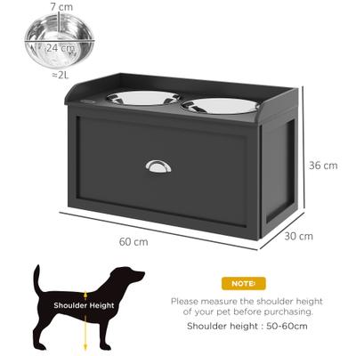 Show full view: AOSTIRMOTOR PawHut Dog Bowl Feeding Station with Storage Drawer, Black, 2-cup slide 2 of 8